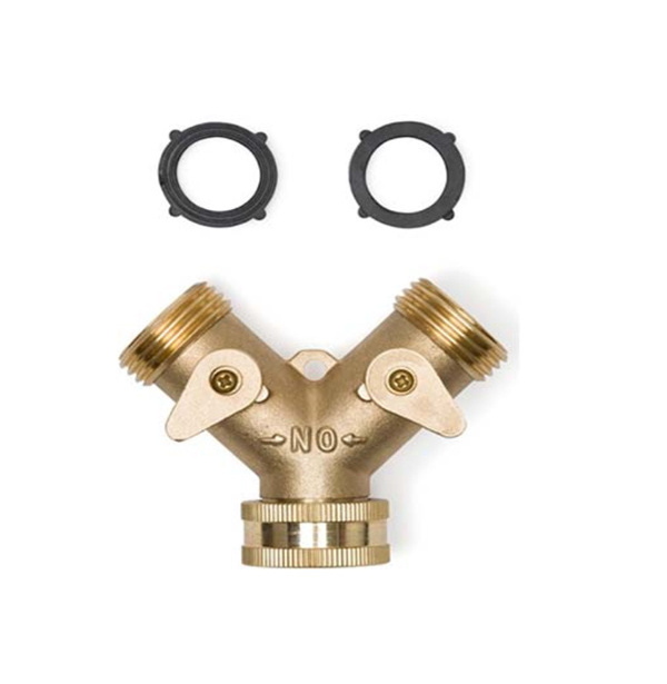 Garden Hose Splitter 2 Way Brass  Y Connector Hose Adapter