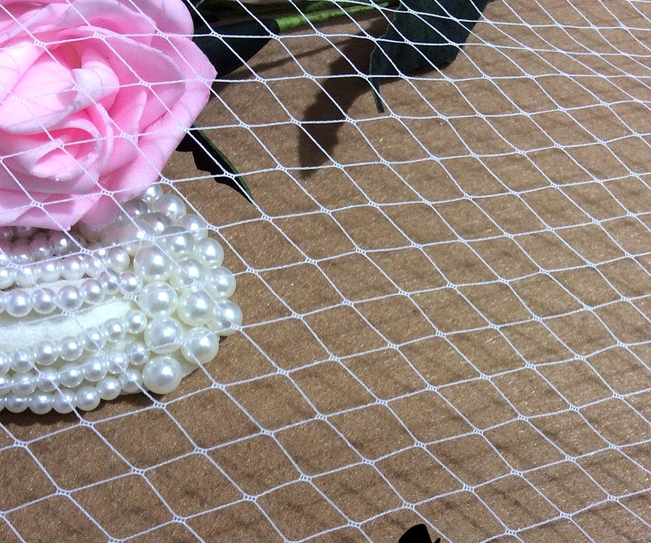 Big hole diamond grid tulle mesh net fabric for Bridal veil wedding dress headdress top hat net gauze