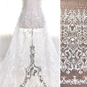 Beautiful Ivory Bridal Embroidery Mesh Lace Fabric for dress