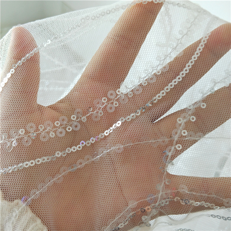 China wholesale market plain swiss voile lace embroidery sequin lace fabric