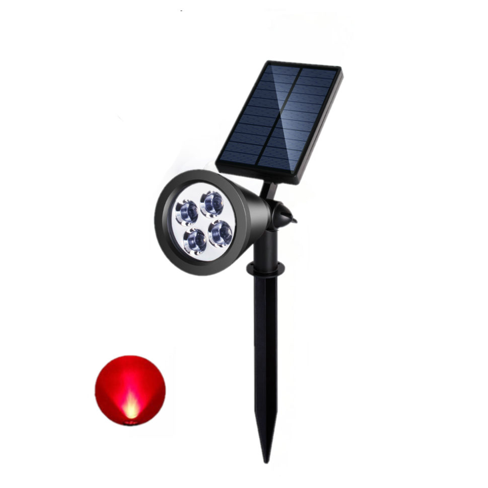 2-in-1 solar powered spotlight ABS red 4 led waterproof floor solar light lithium battery garden light solar spot light outdoor