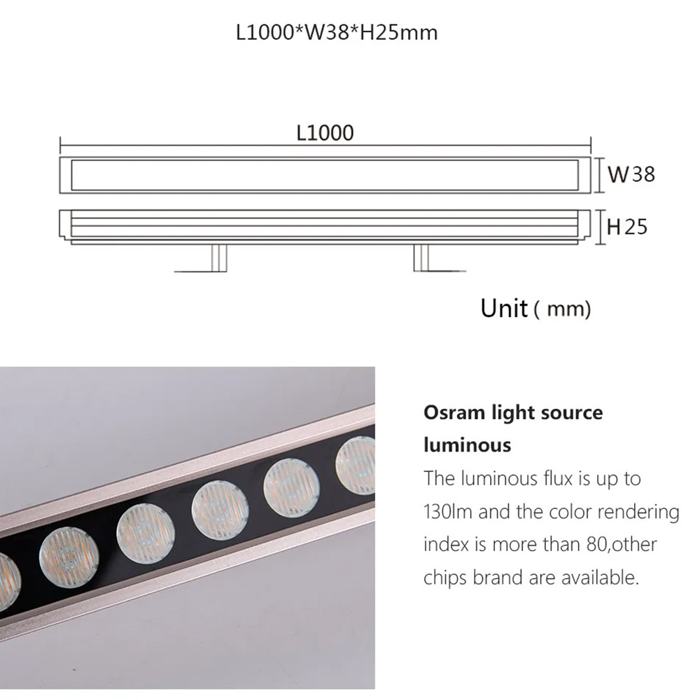 Straight LED Linear Wall Washer Light ip67 Waterproof 100w 150w Outdoor LED Strip RGB RGBW dmx Facade LED Wall Washers Light