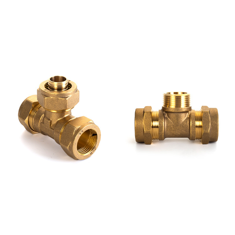 Hot Sale Brass Connector And Pipes Fitting Tube Tee Fittings Brass Malleable Metal Pipe Joint