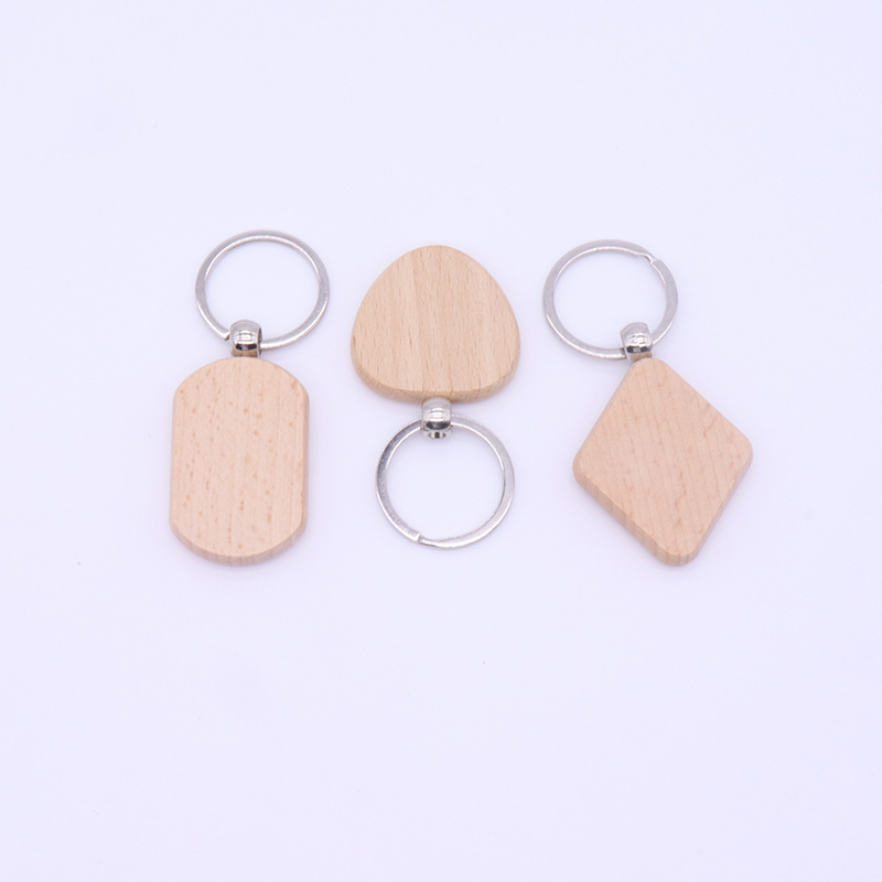 Wooden Keychain Blanks, Wood Laser Engraving Blanks Key Chain Bulk Unfinished Wooden Key Ring Key Tag Craft Supplies