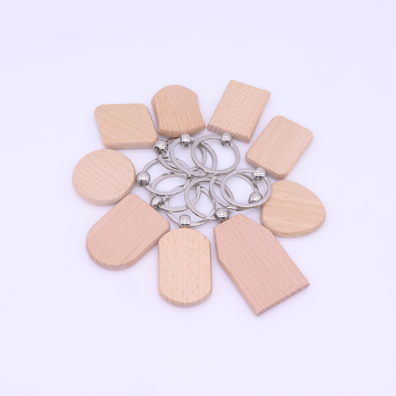 Wooden Keychain Blanks, Wood Laser Engraving Blanks Key Chain Bulk Unfinished Wooden Key Ring Key Tag Craft Supplies