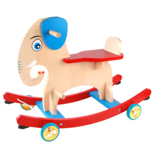 2024 New Style Custom funny Solid Children Playing Learning Toys Early Educational Wooden Elephant Rocking Horse Car For Kids