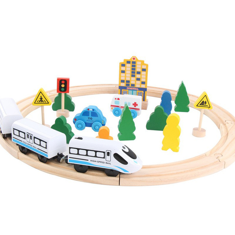 Initiation Wooden Montessori Educational Toys creative Track Train Sets Building Blocks Puzzle Boys Electric Tracks For kids CE