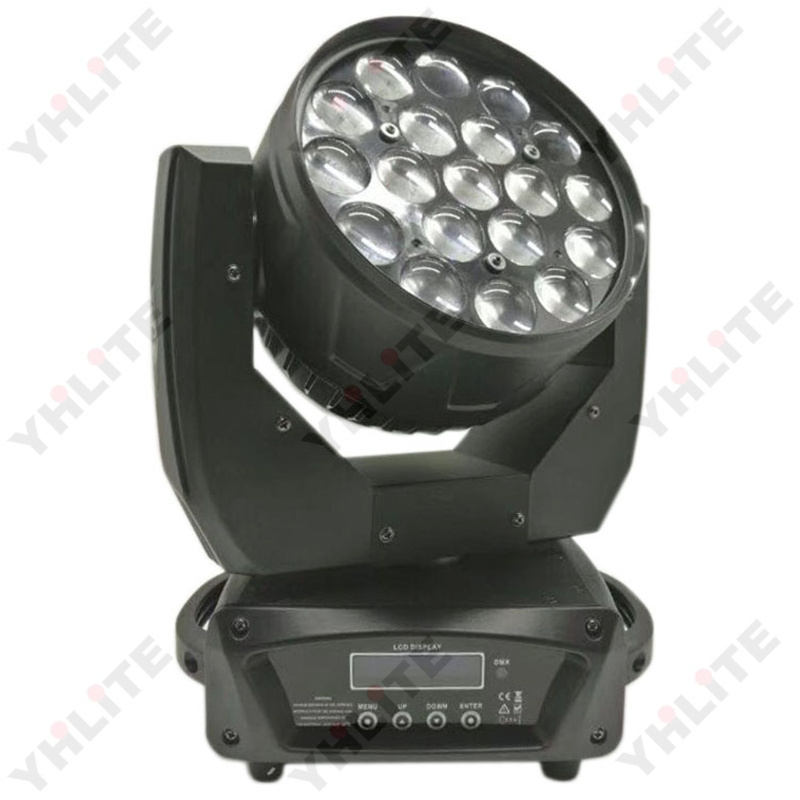 Guangzhou stage lighting 19x15w rgbw 4in1 zoom wash led moving head