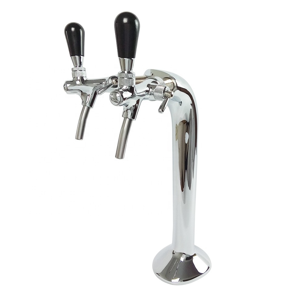 3 FAUCETS  Brass Chrome Plated Beer Taps With Compensator