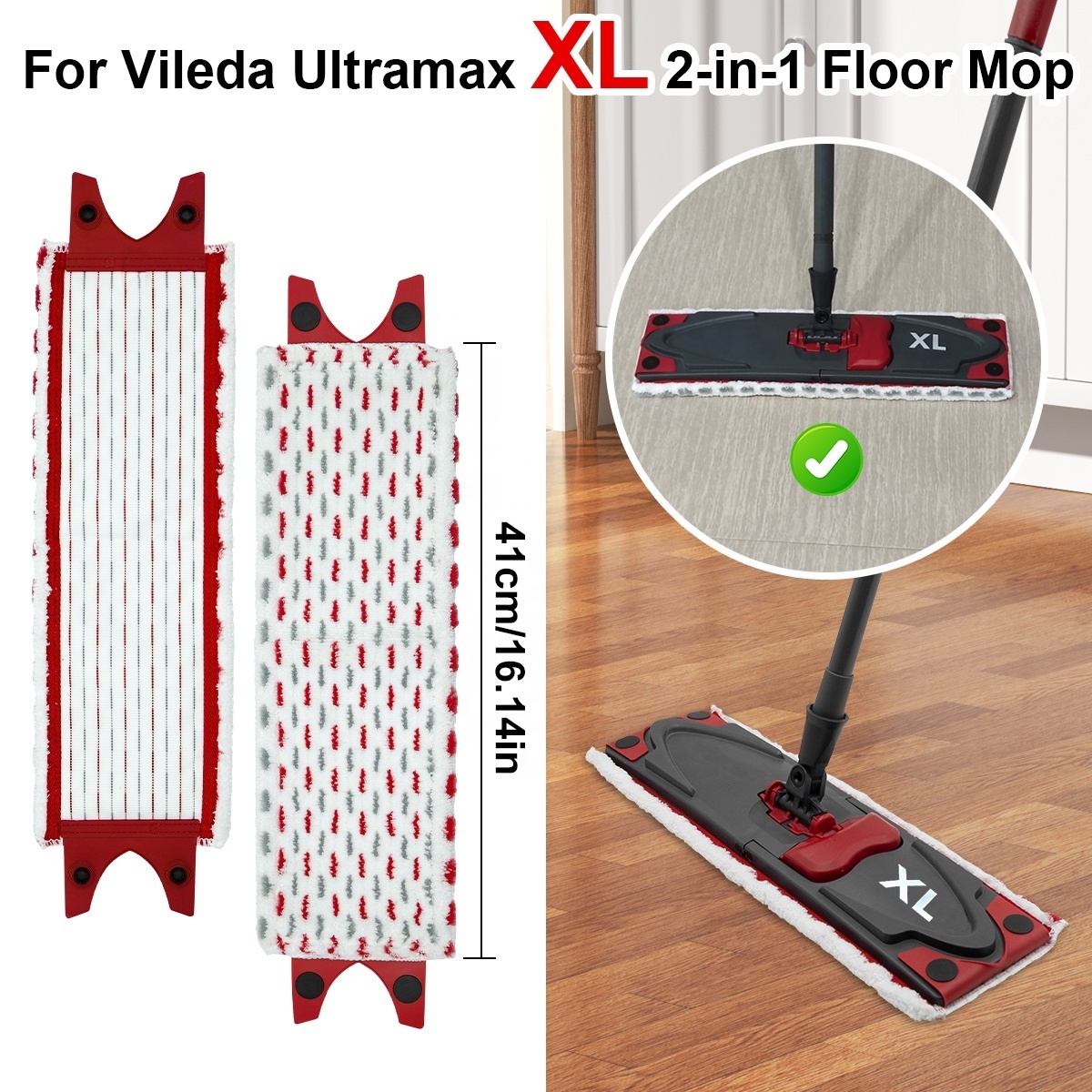 Hot Selling Mop  Heads Replacements Fit Viledas Flat Ultramax XL 42*14cm Refill Mop Head Pad