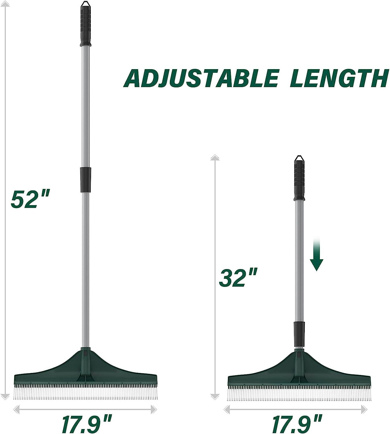 Artificial Grass Rake with Telescopic Handle garden Turf Rake Removing Leaves, Debris and Pet Hair