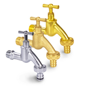 TMOK 1/2"*3/4" Brass Chrome-Plated Polishing Verchromt Auslaufventil  Outlet Valve Water Tap Faucet Bibcock