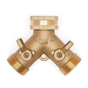 2021 Brass Garden Hose connector shut off screw type ball valve 2 way garden water hose faucet splitter