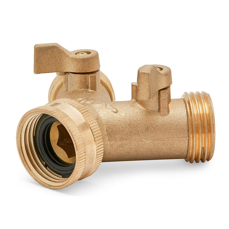 2021 Brass Garden Hose connector shut off screw type ball valve 2 way garden water hose faucet splitter