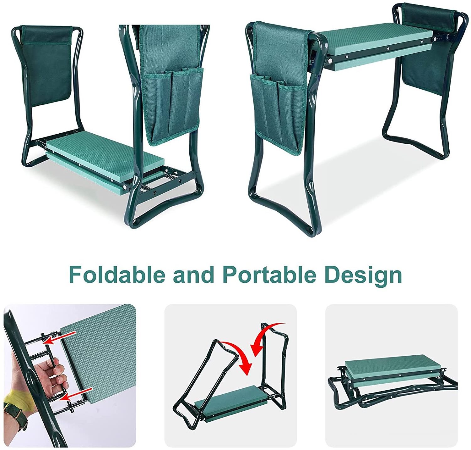 Folding Deep Seat Foldable Garden Kneeling Pad Chair Bench Seat Stool Garden Kneeler with Handles for Gardening