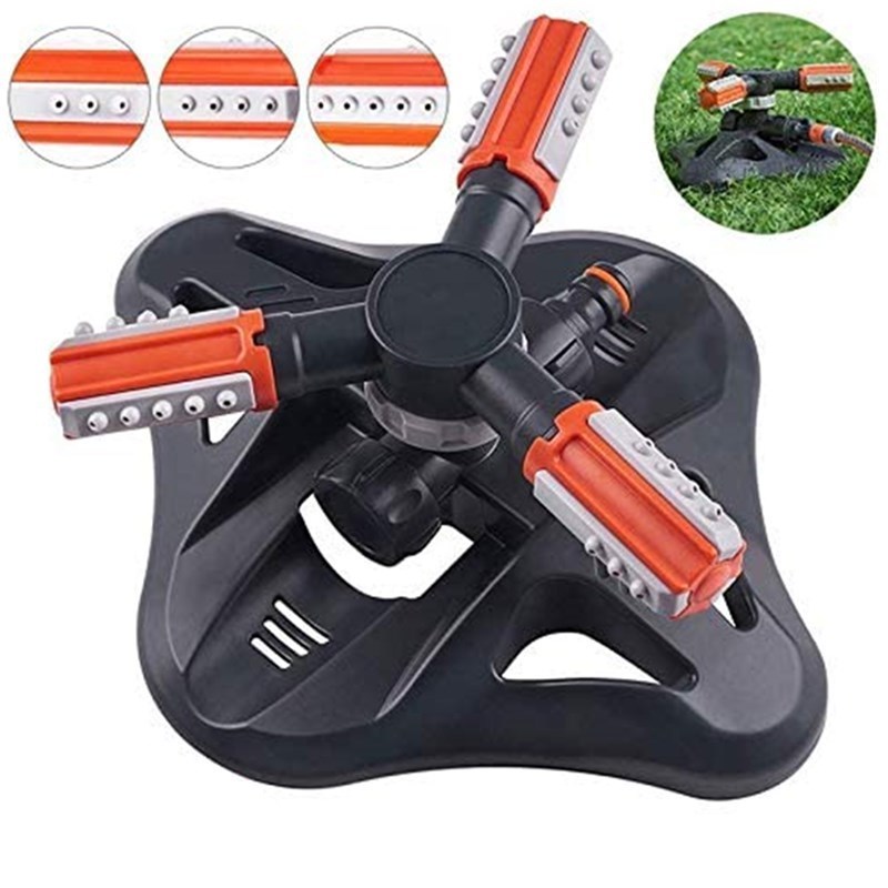 2023 High Quality Portable 3 Arms Garden Lawn Sprinkler 3/4'' Garden Sprinkler 360 Degree Plastic Patterns Water Jets Customized