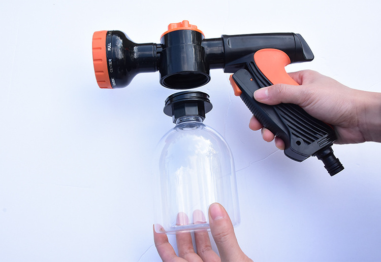 China manufacture 10 functions garden foam spray gun plastic garden hose foam cannon for washing watering