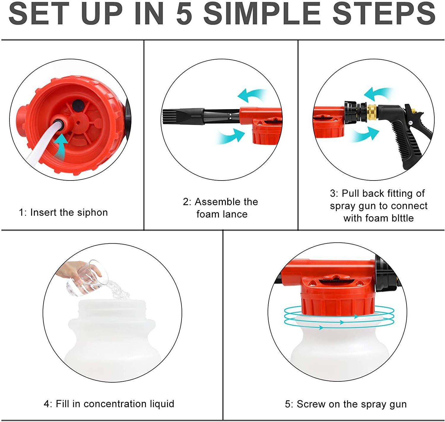 Foam Gun Car Wash Sprayer - Attaches to Garden Hose - Ultimate Scratch-Free Cleaning - Snow Foam Toy Gun