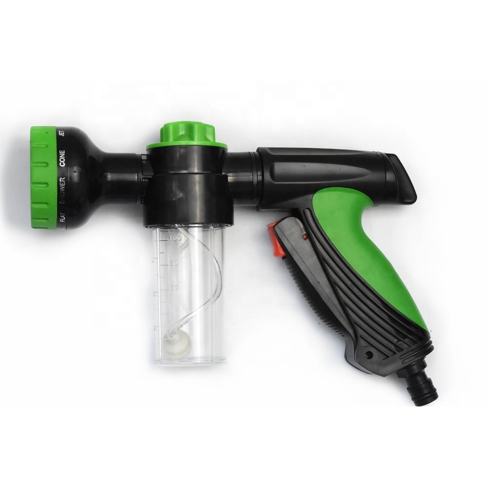 China manufacture 10 functions garden foam spray gun plastic garden hose foam cannon for washing watering