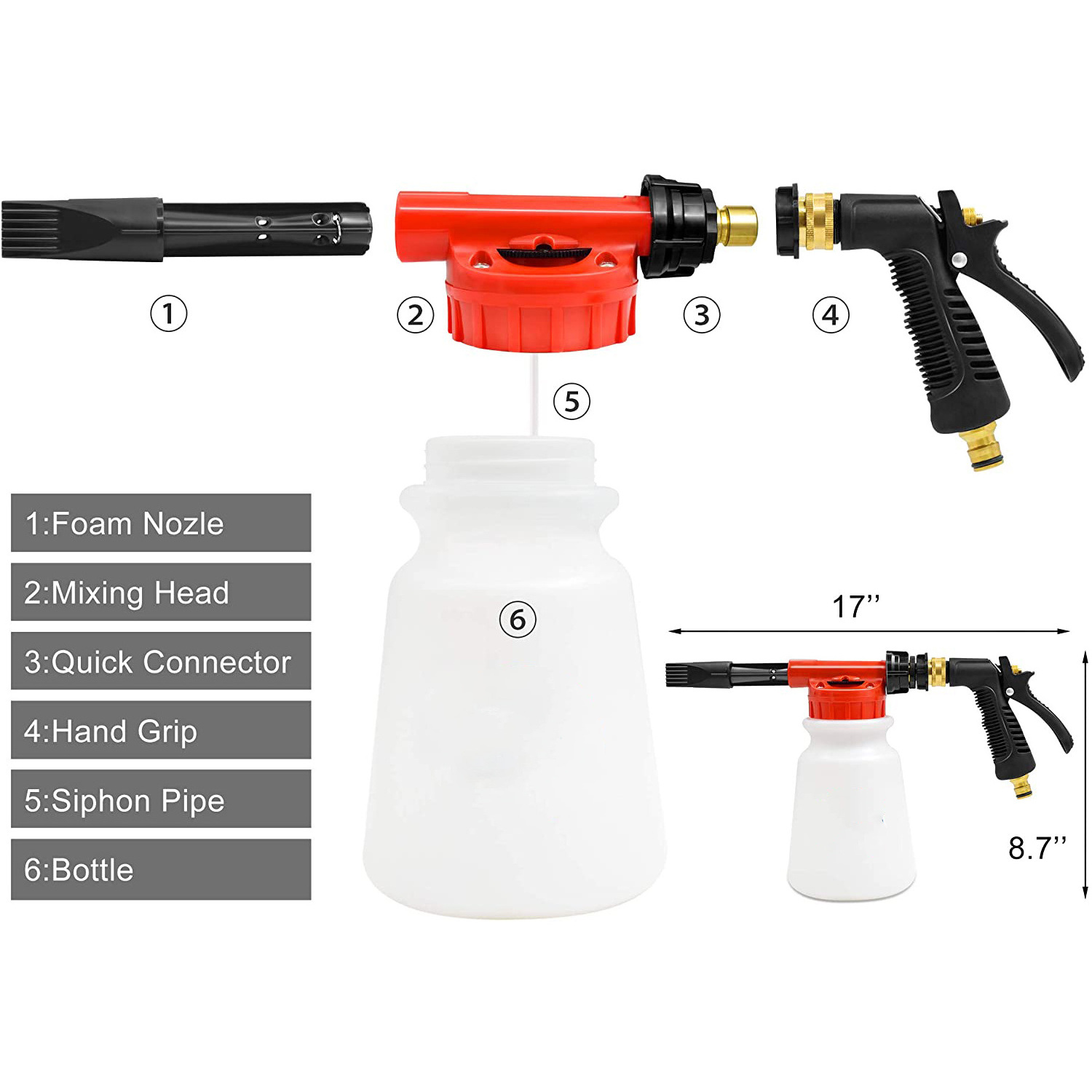 Foam Gun Car Wash Sprayer - Attaches to Garden Hose - Ultimate Scratch-Free Cleaning - Snow Foam Toy Gun