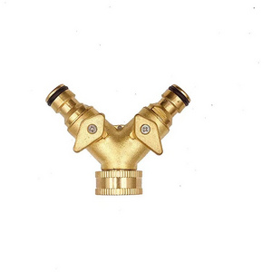 Brass Garden Hose connector shut off screw type ball valve 2 way garden water hose faucet splitter