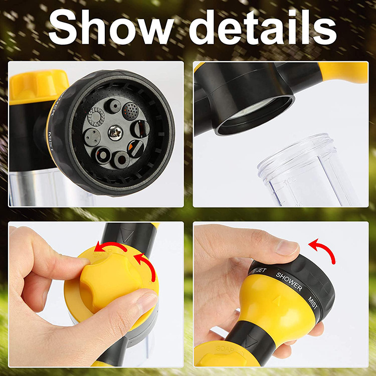 Foam water sprinkler hose end foam sprayer car wash spray gun nozzle with soap dispenser