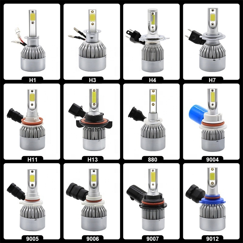 Car Led Headlight Bulbs C6 Single H1 H3 H7 H11 LED Car Lights 880 9005 9006 9012 D2S Auto Headlamps 6500K 72W 12V 7200LM