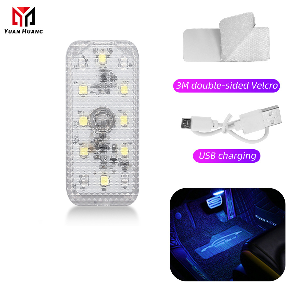 1pcs Magnetic Car LED Lights Wireless Interior Light USB Roof Ceiling Reading Lamps for Door Foot Trunk Storage Box 5V