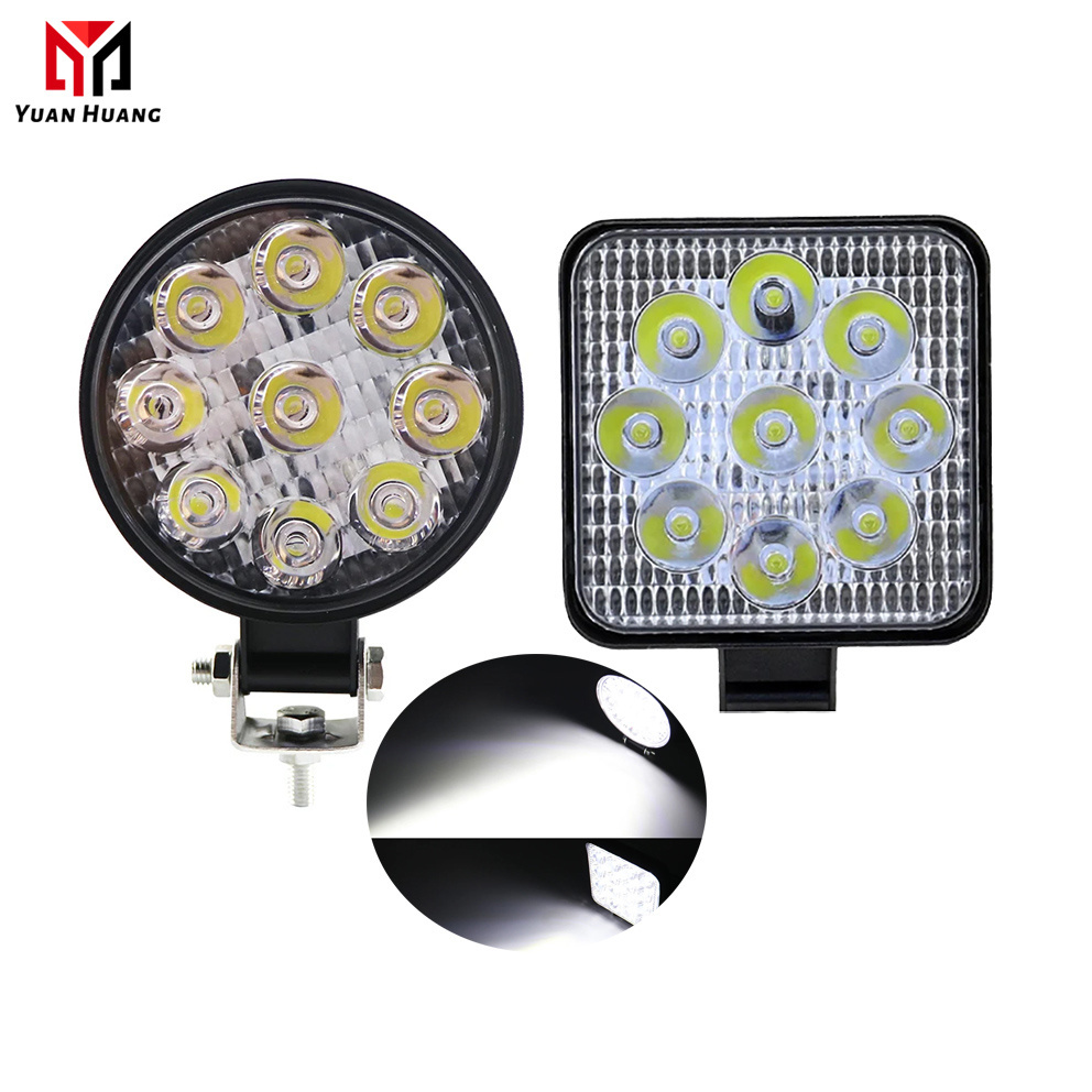 Car Work LED Light 3 Inch 27W Square 9 LED Driving Light Working Lamps for Car Truck Tractor Motorcycle Fog Lens