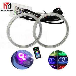 RGB Wireless connections APP Control Angel Eyes Halo Rings COB LED Car Motorcycle Headlight 60MM 80MM 90MM 100MM 110MM 120MM