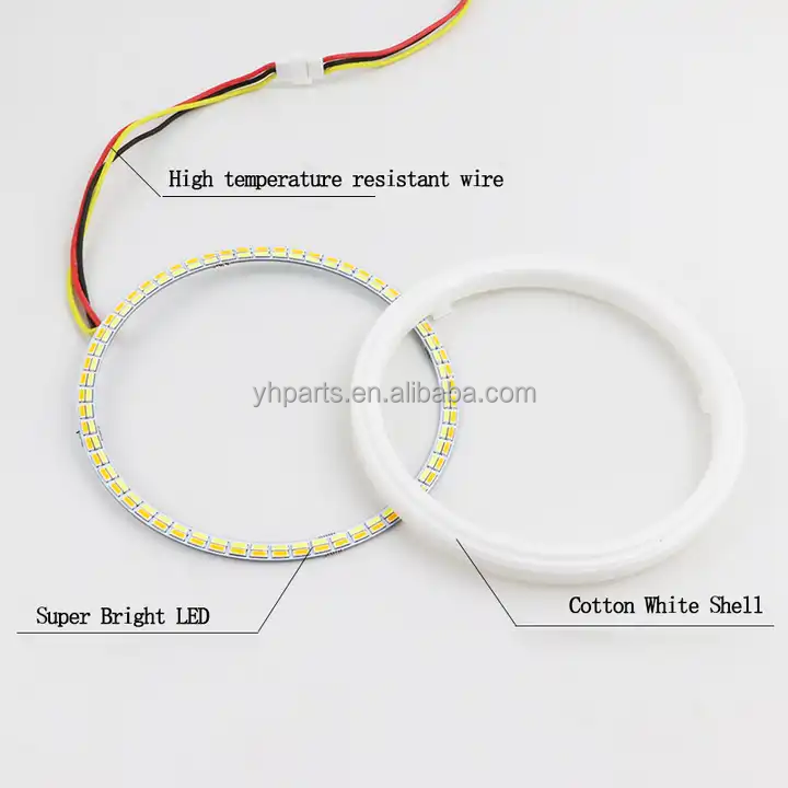 12V 24V 60mm-120mm Cotton Car COB LED Angel Eyes Dual Color White&Yellow Halo Ring Headlight Fog Light With Turning Signal