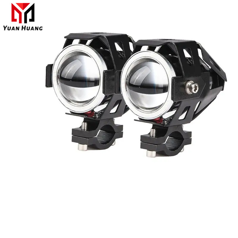 U7 125W LED Motorcycle Angel Eyes Headlight DRL Spotlights Auxiliary Bright LED Bicycle Lamp Car Work Fog Light