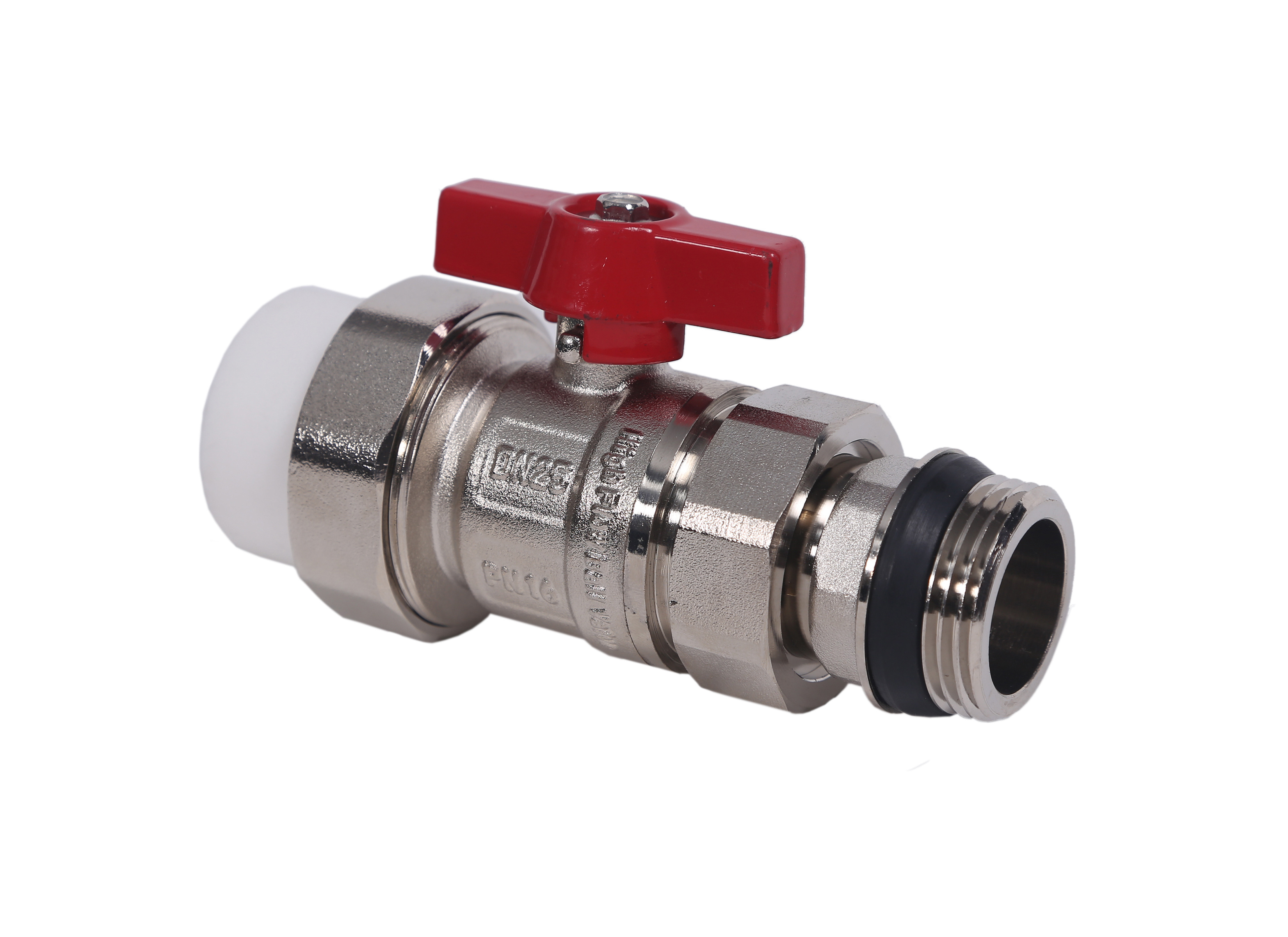 Top Quality butterfly handle 2 way DN25 1inch PTFE male thread water flow control mixing PPR forged brass ball valve