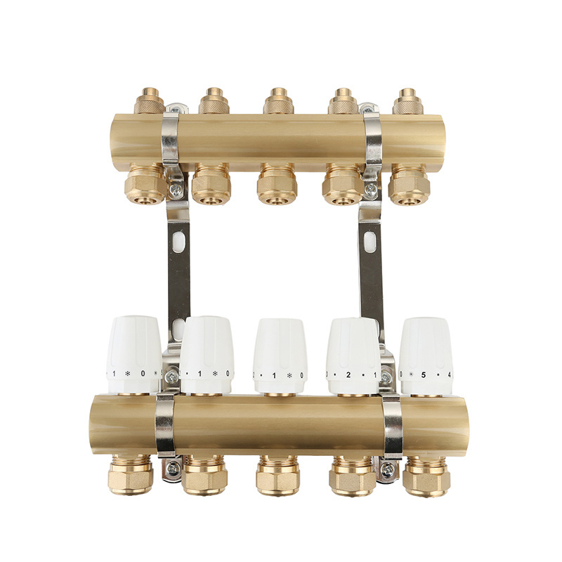 Custom OEM 2-6ways High Quality Brass Heating Manifold Stainless Steels Water Manifold Valve Pex Manifold