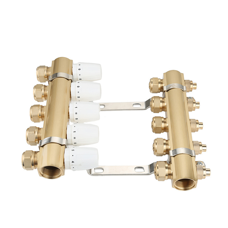 Custom OEM 2-6ways High Quality Brass Heating Manifold Stainless Steels Water Manifold Valve Pex Manifold