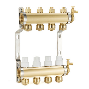 Peifeng Source Manufacturer Wholesale Pex Manifold 4 Way Water Brass Manifold For Heating System Floor Heating Manifold ss manifold