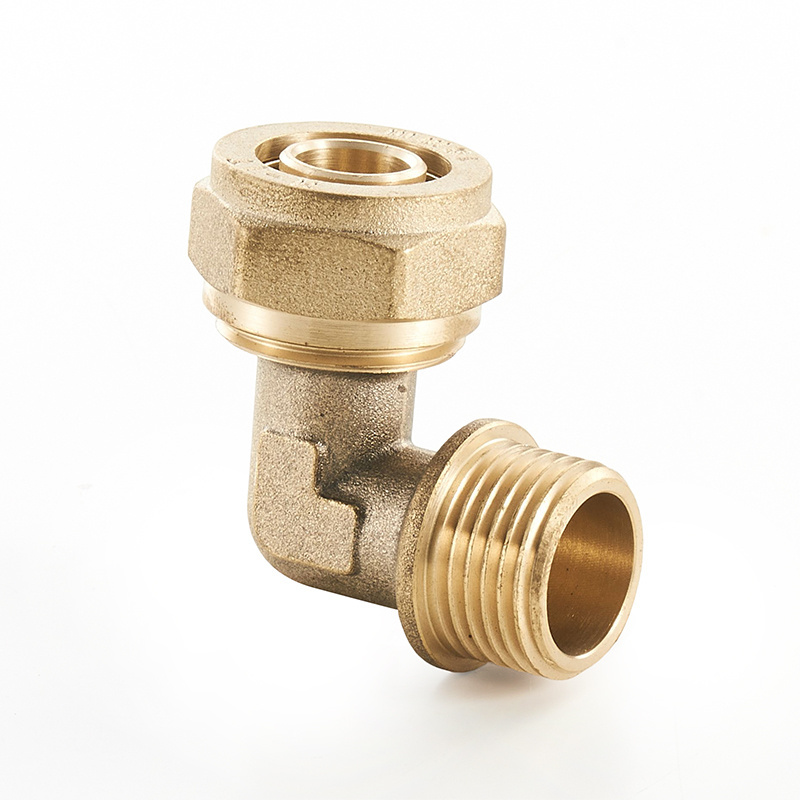 Factory High Quality brass compression water pipe 90 degree elbow joint compression fitting elbow for pex pipe