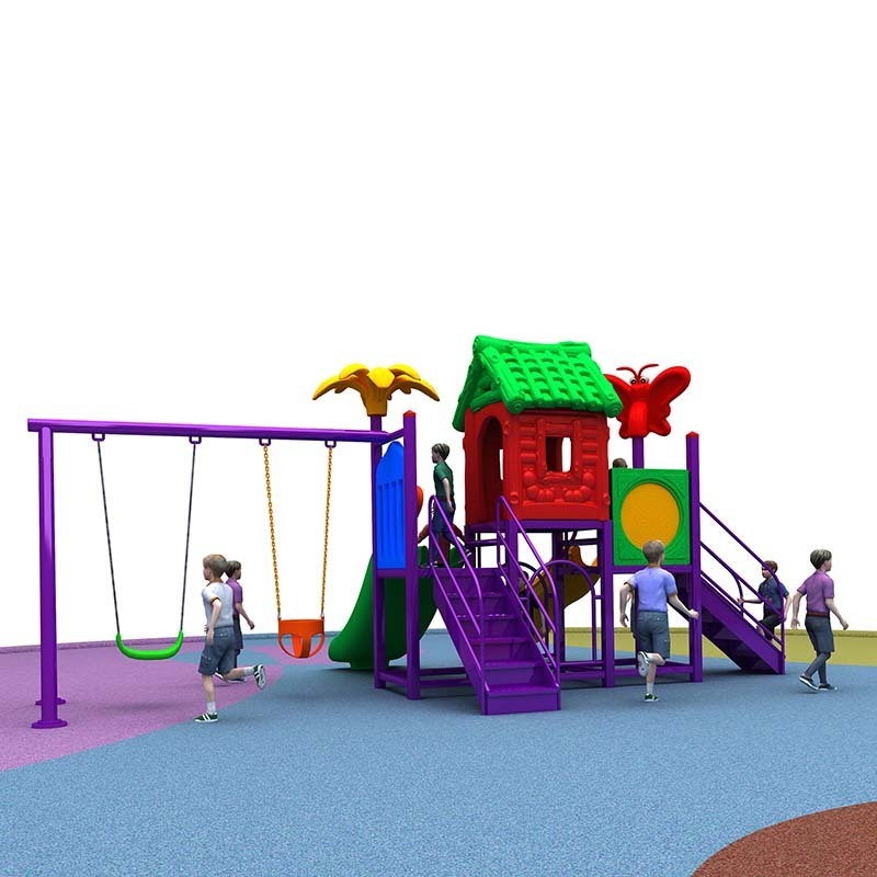 Popular theme park outdoor playground climbing amusement plastic kids slide swing and slide playground