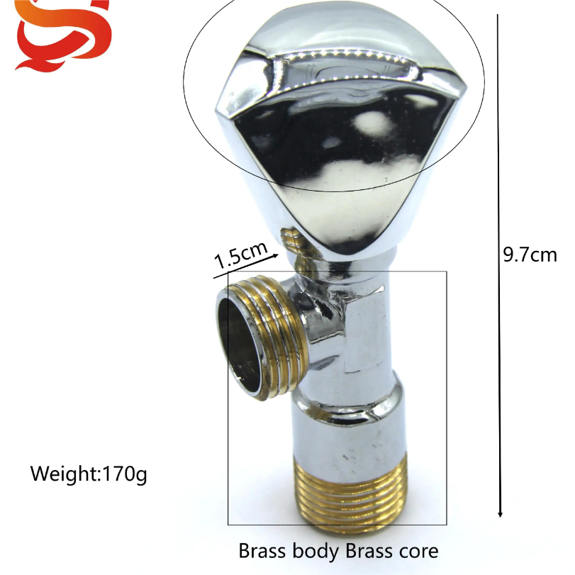 Triangle valve hot and cold water thickened zinc alloy handwheel 1/2 brass body copper core switch household