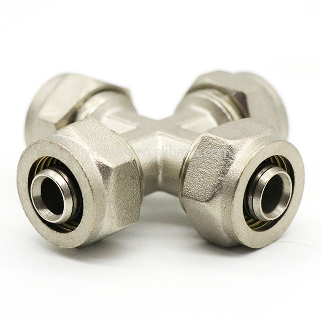 factory directly high quality cross connections 4 way cross connector pex pipe fittings16MM aluminum plastic pipe joint