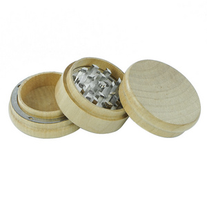 Custom stainless steel 3 Parts Wooden Grinder Spice metal manual wholesale Grinder herb grinder hot sale