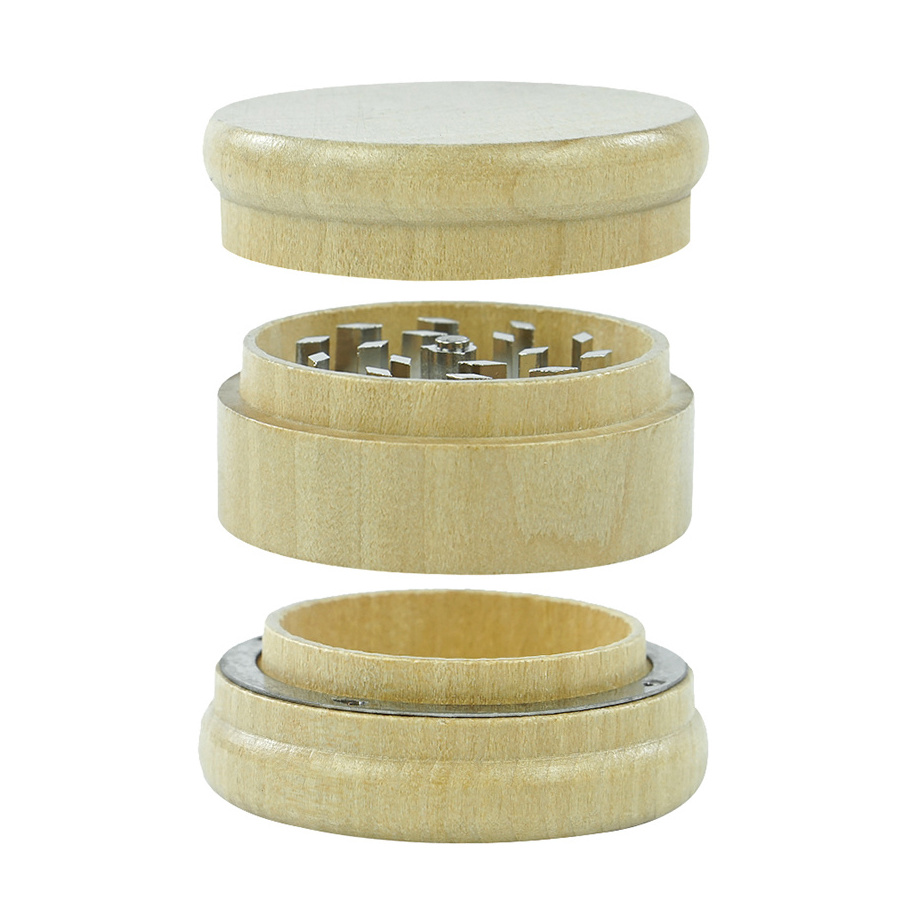 Custom stainless steel 3 Parts Wooden Grinder Spice metal manual wholesale Grinder herb grinder hot sale