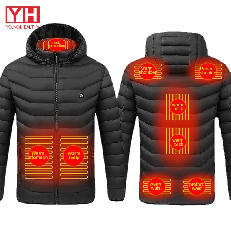 Winter Windproof Warm Hooded Coat Usb Rechargeable Heated Down Jacket Men Smart Waterproof Heated Hunting Jacket Men