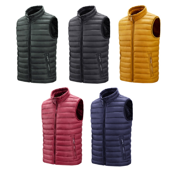 OEM High Quality Man Winter Custom Down Sleeveless Puffer Jacket Vest Men Utility Zipper Pocket Custom Logo Down Vest