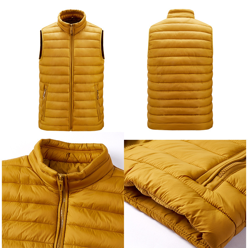 OEM High Quality Man Winter Custom Down Sleeveless Puffer Jacket Vest Men Utility Zipper Pocket Custom Logo Down Vest