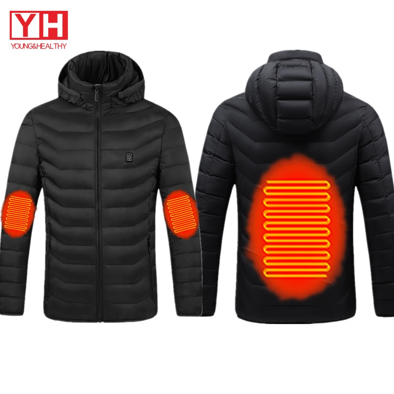 Winter Windproof Warm Hooded Coat Usb Rechargeable Heated Down Jacket Men Smart Waterproof Heated Hunting Jacket Men