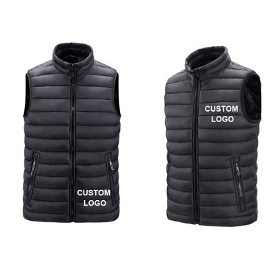 OEM High Quality Man Winter Custom Down Sleeveless Puffer Jacket Vest Men Utility Zipper Pocket Custom Logo Down Vest