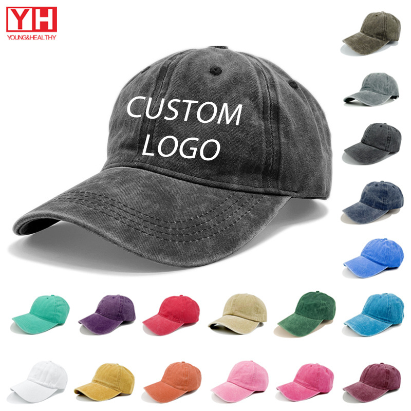 Custom Baseball Caps Logo Vintage Plain Dad Cap For Man High Quality Wholesale 100% Cotton Washed Embroidered Baseball Cap Hat