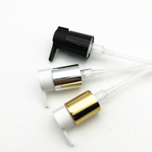 24/410 long nozzle clip lock 24mm lotion pump gold/silver/black aluminum cosmetic treatment pump serum lotion dispenser pump