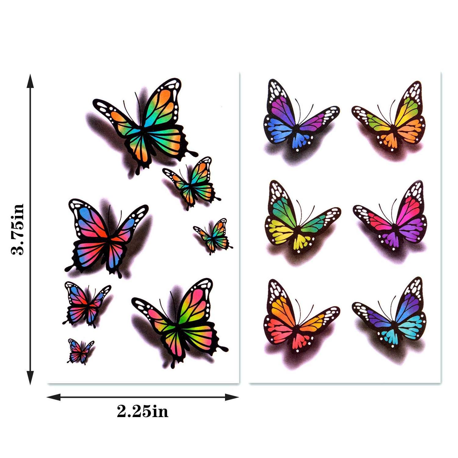 Wholesale Full Color Butterfly Tattoos Female Body Art Cool And Sexy Design 3d Butterfly Tattoo Stickers